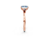Rose gold Fancy Blue Radiant Cut Diamond Solitaire Ring with Thin Band and Prong Setting_14