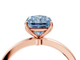Rose gold Fancy Blue Radiant Cut Diamond Solitaire Ring with Thin Band and Prong Setting_16