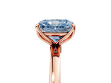 Rose gold Fancy Blue Radiant Cut Diamond Solitaire Ring with Thin Band and Prong Setting_17