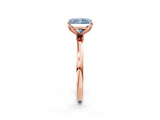 Rose gold Fancy Blue Radiant Cut Diamond Solitaire Ring with Thin Band and Prong Setting_26