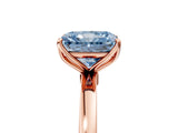 Rose gold Fancy Blue Radiant Cut Diamond Solitaire Ring with Thin Band and Prong Setting_29