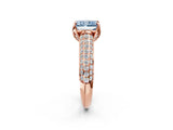 Rose gold Fancy Blue Radiant Cut Diamond Solitaire Ring with Three-Row Pavé Band and Four-Prong Setting_39