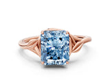 Rose gold Fancy Blue Radiant Cut Diamond Solitaire Ring with Twist Band and Four-Prong Setting_91
