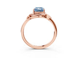 Rose gold Fancy Blue Radiant Cut Diamond Solitaire Ring with Twist Band and Four-Prong Setting_94