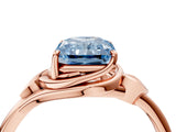 Rose gold Fancy Blue Radiant Cut Diamond Solitaire Ring with Twist Band and Four-Prong Setting_95