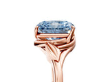 Rose gold Fancy Blue Radiant Cut Diamond Solitaire Ring with Twist Band and Four-Prong Setting_96