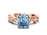 Rose gold Fancy Blue Radiant Cut Diamond Solitaire Ring with Twisted Band and Prong Setting_199