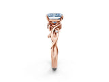 Rose gold Fancy Blue Radiant Cut Diamond Solitaire Ring with Twisted Band and Prong Setting_201
