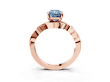 Rose gold Fancy Blue Radiant Cut Diamond Solitaire Ring with Twisted Band and Prong Setting_202