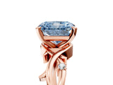 Rose gold Fancy Blue Radiant Cut Diamond Solitaire Ring with Twisted Band and Prong Setting_204