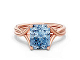 Rose gold Fancy Blue Radiant Cut Diamond Solitaire Twist Band Prong Setting Ring_55
