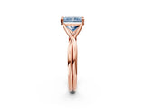 Rose gold Fancy Blue Radiant Cut Diamond Solitaire Twist Band Prong Setting Ring_57