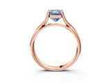 Rose gold Fancy Blue Radiant Cut Diamond Solitaire Twist Band Prong Setting Ring_58