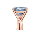 Rose gold Fancy Blue Radiant Cut Diamond Solitaire Twist Band Prong Setting Ring_60