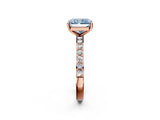 Rose gold Fancy Blue Radiant  Cut Diamond Solitaire with Pave Band and Four-Prong Setting 3