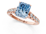 Rose gold Fancy Blue Radiant  Cut Diamond Solitaire with Pave Band and Four-Prong Setting_114