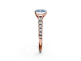 Rose gold Fancy Blue Radiant  Cut Diamond Solitaire with Pave Band and Four-Prong Setting_115