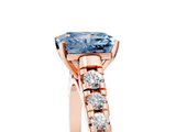 Rose gold Fancy Blue Radiant  Cut Diamond Solitaire with Pave Band and Four-Prong Setting_118