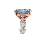 Rose gold Fancy Blue Radiant Cut Diamond Solitaire with Side Stones, Pave Band, Four-Prong Setting_107
