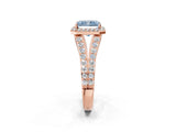 Rose gold Fancy Blue Radiant Cut Diamond Split Shank Halo Ring with Four-Prong Setting_60
