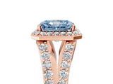 Rose gold Fancy Blue Radiant Cut Diamond Split Shank Halo Ring with Four-Prong Setting_63