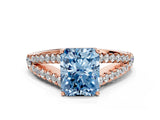 Rose gold Fancy Blue Radiant Cut Diamond Split Shank Pavé Engagement Ring with Four-Prong Setting_77