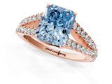 Rose gold Fancy Blue Radiant Cut Diamond Split Shank Pavé Engagement Ring with Four-Prong Setting_78