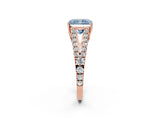 Rose gold Fancy Blue Radiant Cut Diamond Split Shank Pavé Engagement Ring with Four-Prong Setting_79