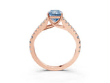 Rose gold Fancy Blue Radiant Cut Diamond Split Shank Pavé Engagement Ring with Four-Prong Setting_80