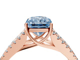 Rose gold Fancy Blue Radiant Cut Diamond Split Shank Pavé Engagement Ring with Four-Prong Setting_81
