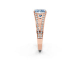 Rose gold Fancy Blue Radiant Cut Diamond Split Shank Ring with Pavé Band and Four-Prong Setting_46