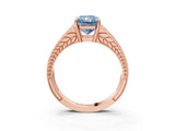 Rose gold Fancy Blue Radiant Cut Diamond Split Shank Ring with Pavé Band and Four-Prong Setting_47