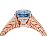 Rose gold Fancy Blue Radiant Cut Diamond Split Shank Ring with Pavé Band and Four-Prong Setting_48