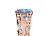Rose gold Fancy Blue Radiant Cut Diamond Split Shank Ring with Pavé Band and Four-Prong Setting_49