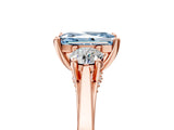 Rose gold Fancy Blue Radiant Cut Diamond Three-Stone Engagement Ring with Prong Setting and Pavé Band_5