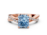 Rose gold Fancy Blue Radiant  Cut Diamond Twist Band Solitaire with Prong Setting_41