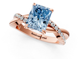 Rose gold Fancy Blue Radiant  Cut Diamond Twist Band Solitaire with Prong Setting_42