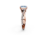 Rose gold Fancy Blue Radiant  Cut Diamond Twist Band Solitaire with Prong Setting_43