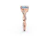 Rose gold Fancy Blue Radiant  Cut Diamond Twisted Band Engagement Ring with Prong Setting_5