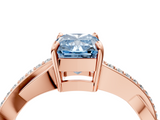 Rose gold Fancy Blue Radiant  Cut Diamond Twisted Band Engagement Ring with Prong Setting_7