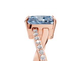 Rose gold Fancy Blue Radiant  Cut Diamond Twisted Band Engagement Ring with Prong Setting_8