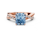 Rose gold Fancy Blue Radiant  Cut Diamond Twisted Band with Pavé Setting and Four-Prong Setting_20