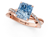 Rose gold Fancy Blue Radiant  Cut Diamond Twisted Band with Pavé Setting and Four-Prong Setting_21