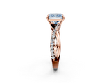 Rose gold Fancy Blue Radiant  Cut Diamond Twisted Band with Pavé Setting and Four-Prong Setting_22