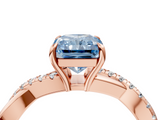 Rose gold Fancy Blue Radiant  Cut Diamond Twisted Band with Pavé Setting and Four-Prong Setting_24