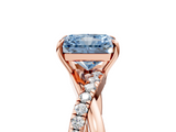 Rose gold Fancy Blue Radiant  Cut Diamond Twisted Band with Pavé Setting and Four-Prong Setting_25