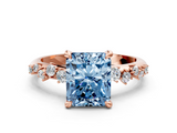 Rose gold Fancy Blue Radiant  Cut Diamond Vine Band with Four-Prong Setting_40