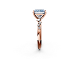 Rose gold Fancy Blue Radiant  Cut Diamond Vine Band with Four-Prong Setting_42