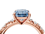 Rose gold Fancy Blue Radiant  Cut Diamond Vine Band with Four-Prong Setting_44