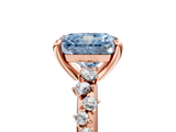 Rose gold Fancy Blue Radiant  Cut Diamond Vine Band with Four-Prong Setting_45